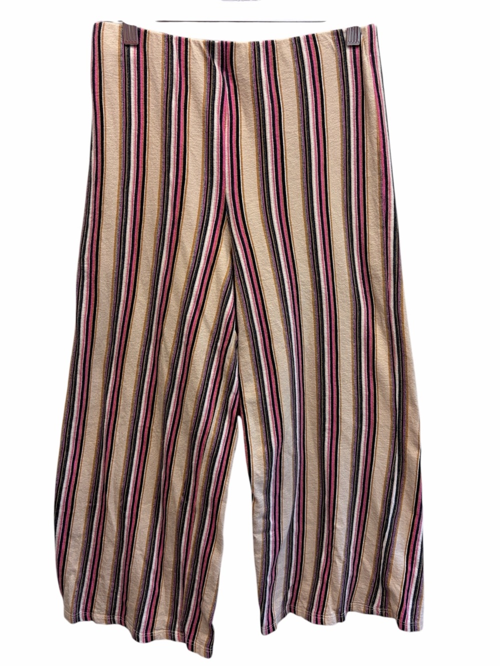 Splash Striped Culotte Pants Size 4 Beige Pink Wide Leg Cropped Lined Gauchos